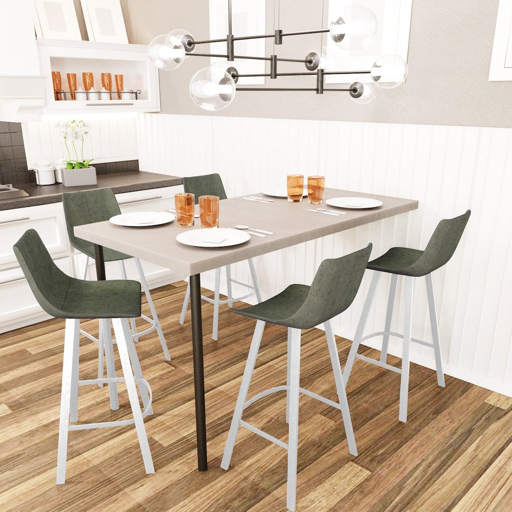 Elland - Bar stool - Olive Green- White Base Set of 2