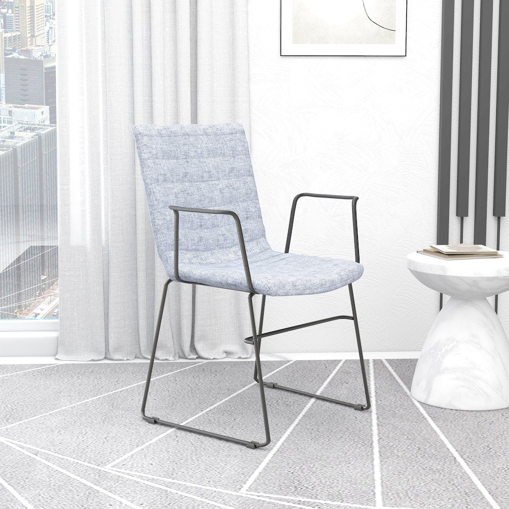 Zylar Series Office Guest Arm Chair in Grey Fabric