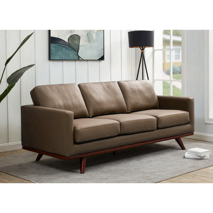 Chester Modern Faux Sofa in Taupe Leather