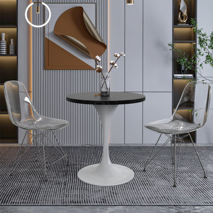 Verve Collection 27 Round Dining Table, White Base with Black MDF Top