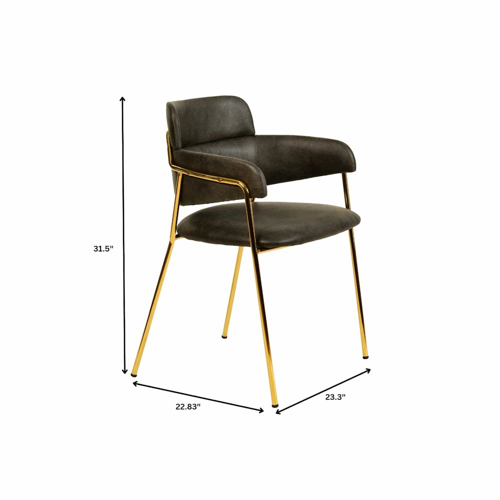 Axis Collection Modern Gold Dining Chair in Charcoal