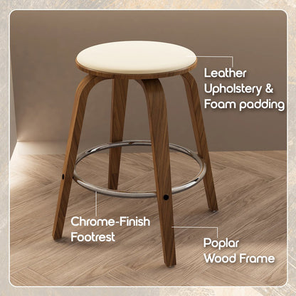 Wooden Counter Stool Pelya Collection Modern Style Walnut color in Cream
