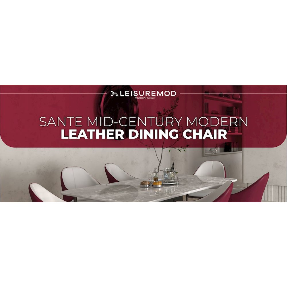 Sante Collection Modern Dining Chair in White/Bordouex