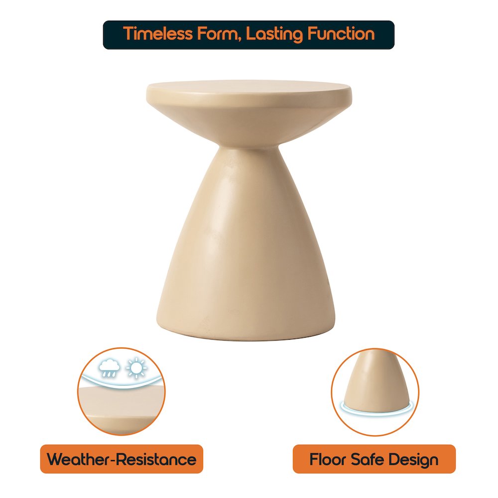 Dune Collection Fiberglass Outdoor Side Table in Beige