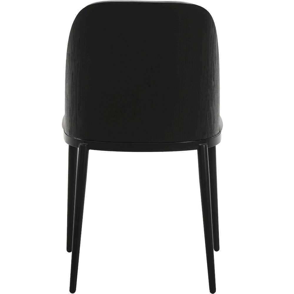 Tule Collection Dining Chair, Black Frame With Light Grey Leather