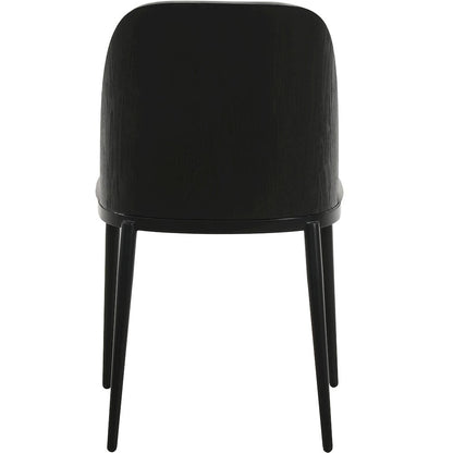 Tule Collection Dining Chair, Black Frame With Light Grey Leather