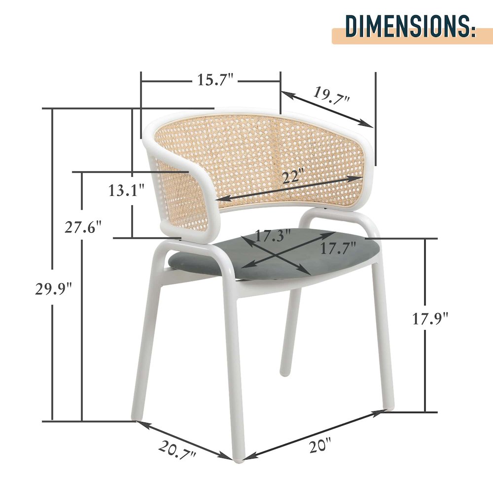 Ervilla - Dining Chair - White frame in Grey Leather Set of 2