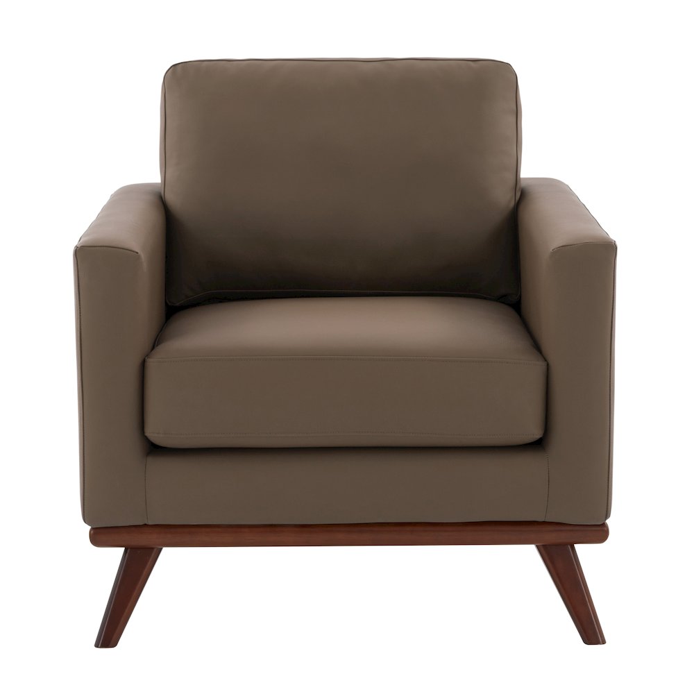 Chester Modern Faux Leather Accent Arm Chair in Taupe Leather