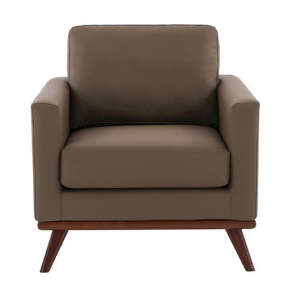 Chester Modern Faux Leather Accent Arm Chair in Taupe Leather
