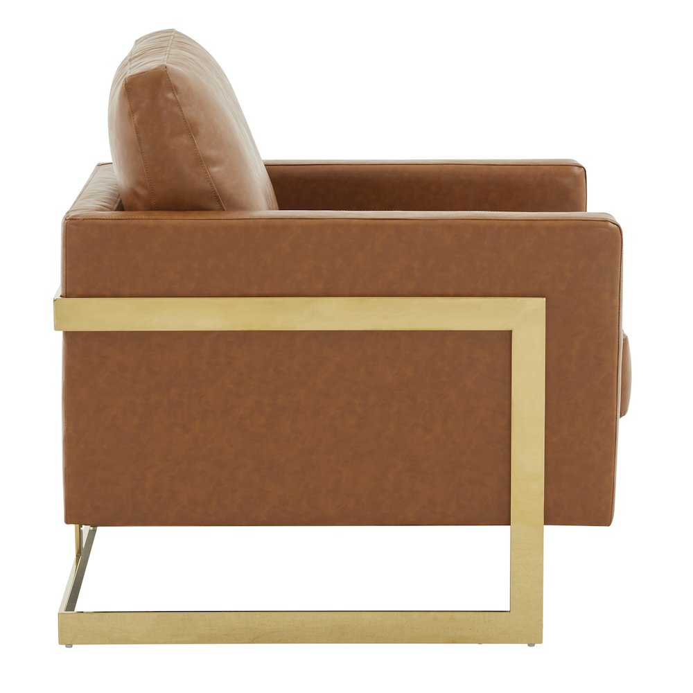 Lincoln Leather Accent Armchair With Gold Frame