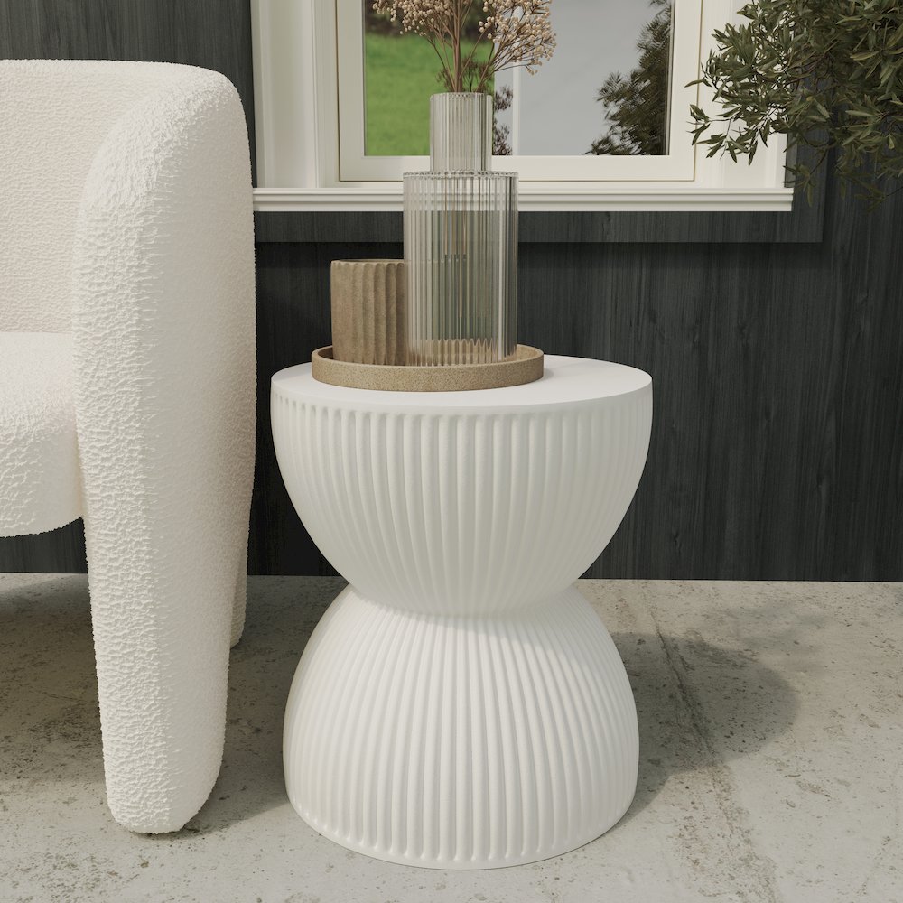 Modern Side End Table Spire Series In White