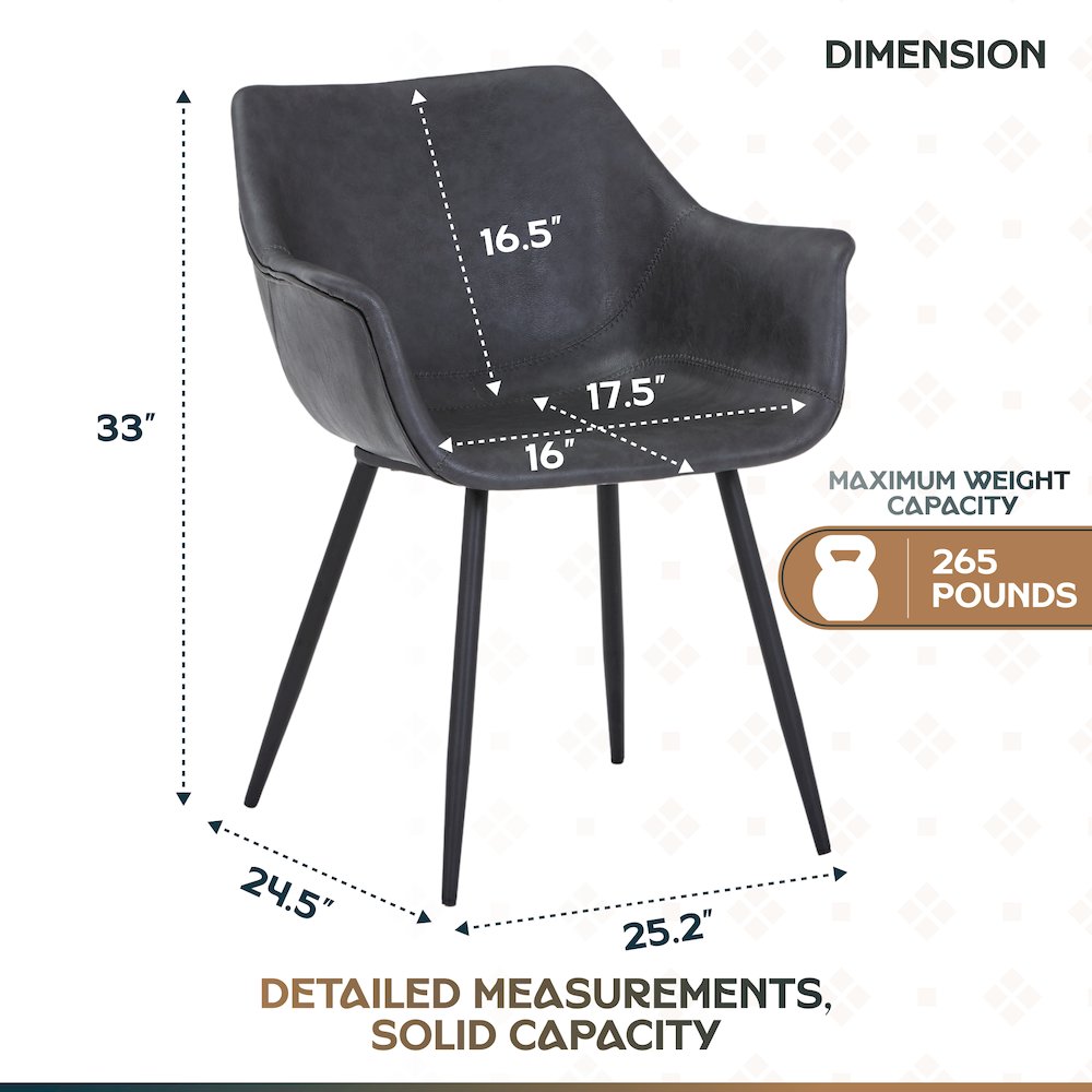 Markley Modern Leather Dining Arm Chair With Metal Legs