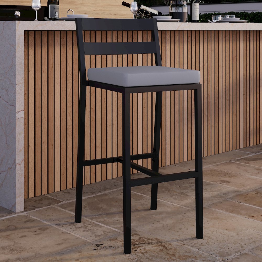 Chelsea Collection Modern Aluminum Outdoor Bar Chair Set of 2