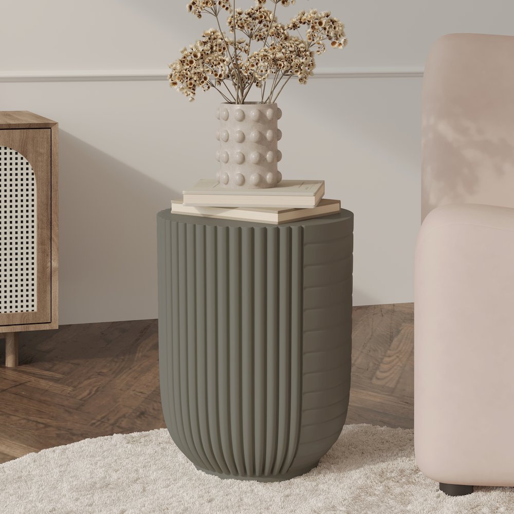 Modern Side End Table Trove Series In Green Grey