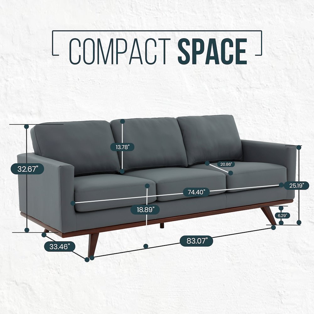 Chester Modern Leather Sofa With Birch Wood Base