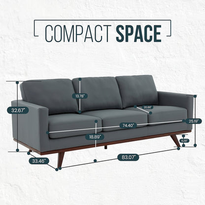 Chester Modern Leather Sofa With Birch Wood Base