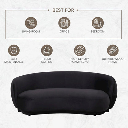 Faze 3-Seater Wide Couch Sofa Upholstered in Velvet