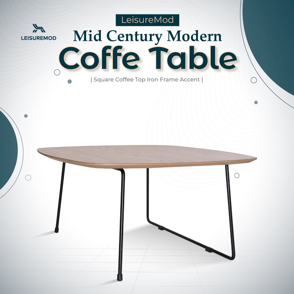 Pemborke Mid Century Modern Square Coffee Table in Natural Wood