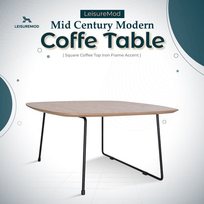 Pemborke Mid Century Modern Square Coffee Table in Natural Wood