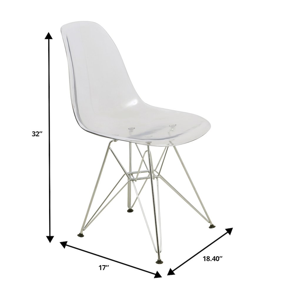 5-Piece Dining Set 35" Round Dining Table in Chrome - Clear