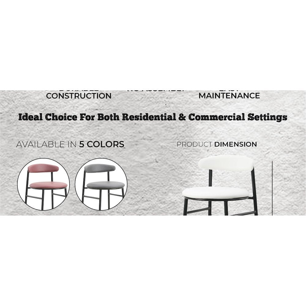 Lume Collection Modern Bar Stool in Grey