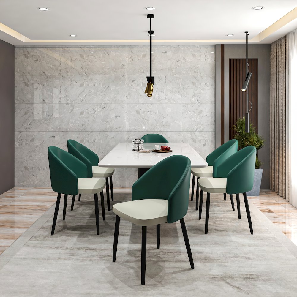 Paradiso Collection Modern Dining Seat in Green, with Light Grey Set of 4