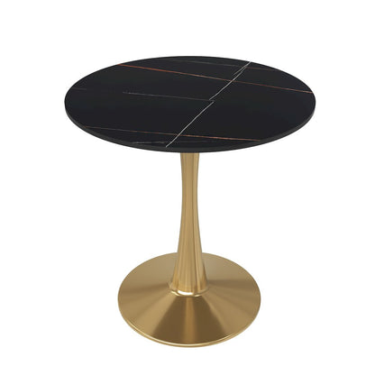 Bristol 24 round dining table Gold base with Black Sintered stone Top