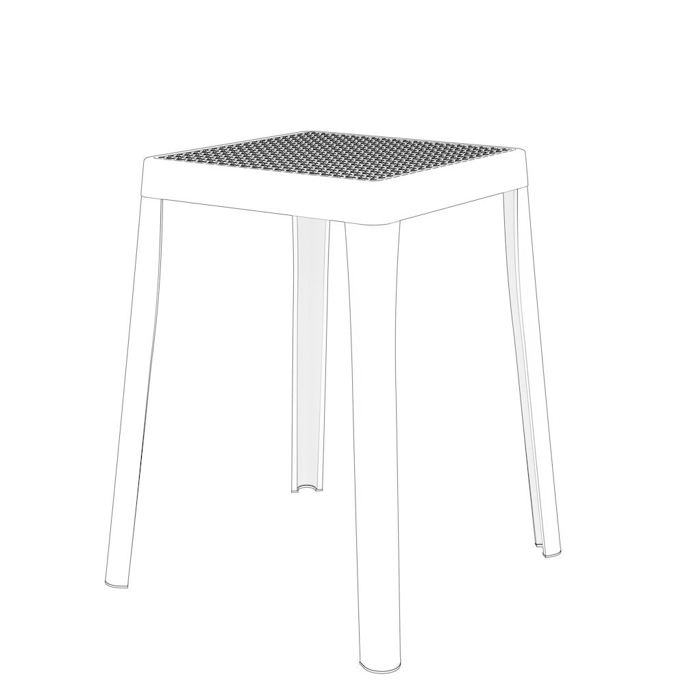 Tresse Series Stackable Poly Stool With Wicker Top 12 in Black