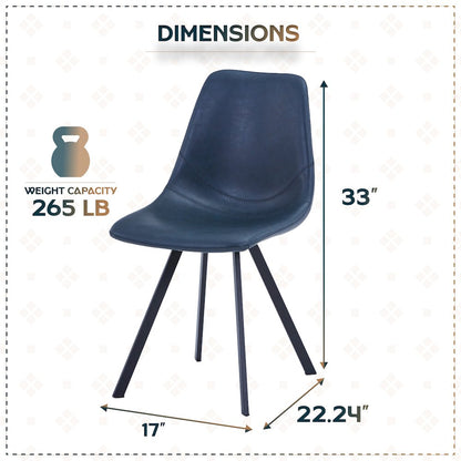 Markley Modern Leather Dining Chair With Metal Legs