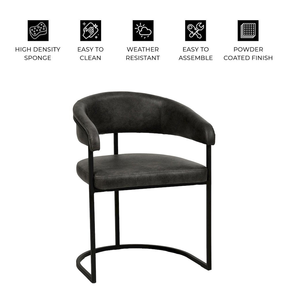 Aero Collection Modern Dining Chair in Charcoal Set of 2