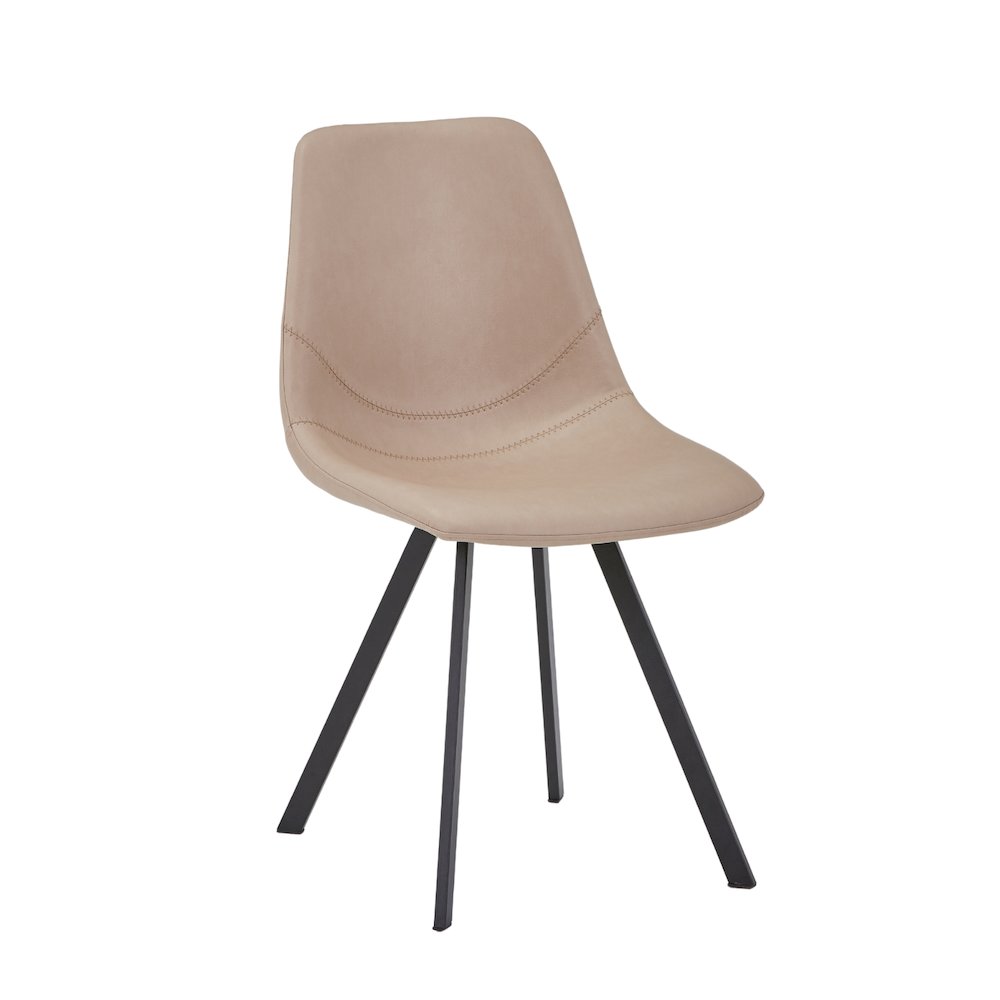 Markly Modern Leather Dining Chair With Metal Legs in Taupe