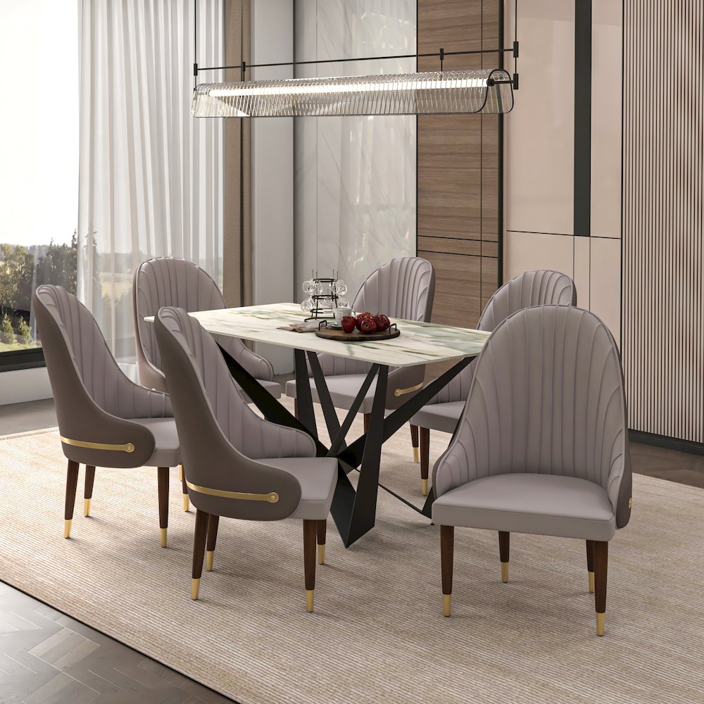 Elara Collection Wooden Dining Chair in Two-Tone Toupe Set of 2