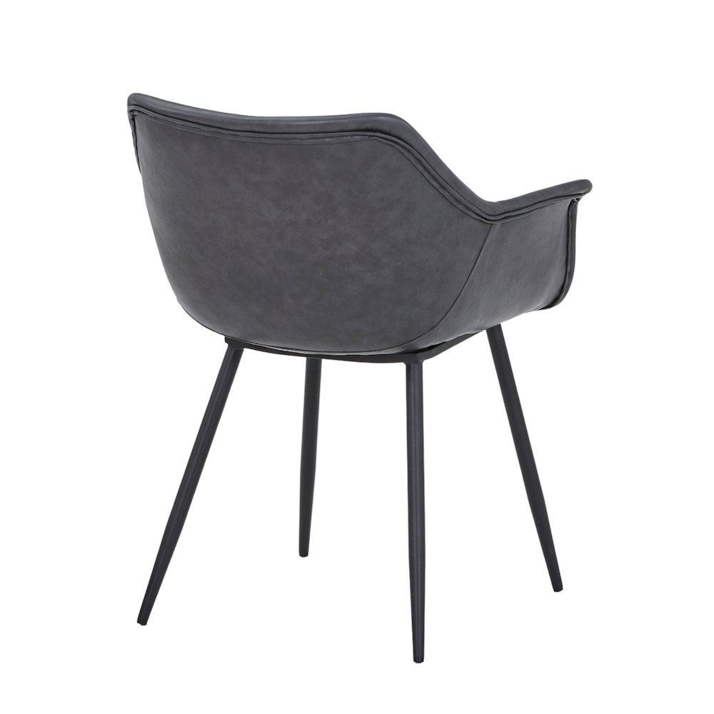 Markley Modern Leather Dining Arm Chair With Metal Legs