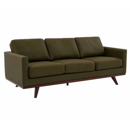 Chester Modern Faux Leather Sofa in Green Leather