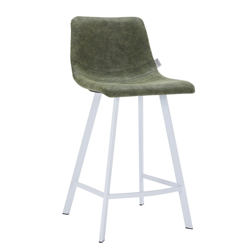 Elland - Counter stool - Olive Green- White Base
