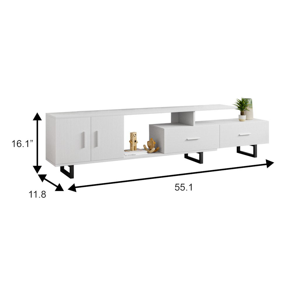 Avery Mid-Century Modern TV Stand with MDF Cabinet and Powder Coated Steel Legs