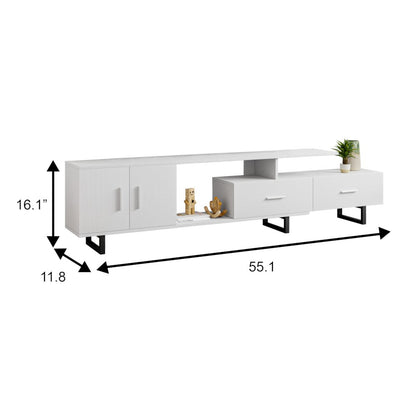 Avery Mid-Century Modern TV Stand with MDF Cabinet and Powder Coated Steel Legs