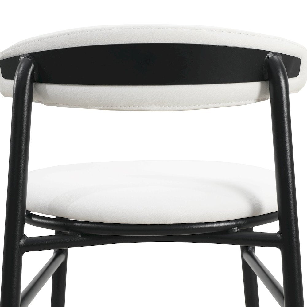 Lume Collection Modern Bar Stool in White Set of 2