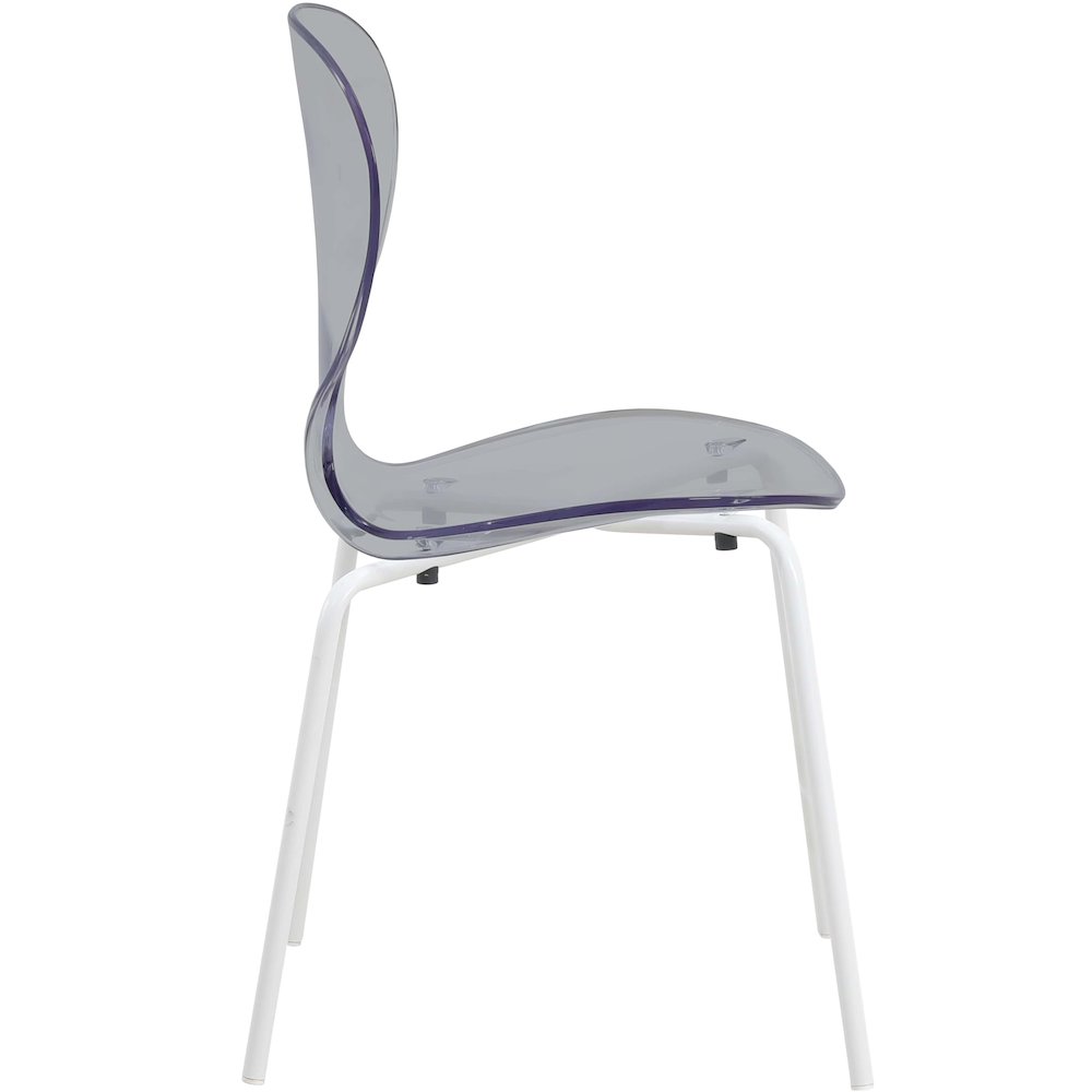 Modern Oyster Transparent Side Chair in White Base Set of 2