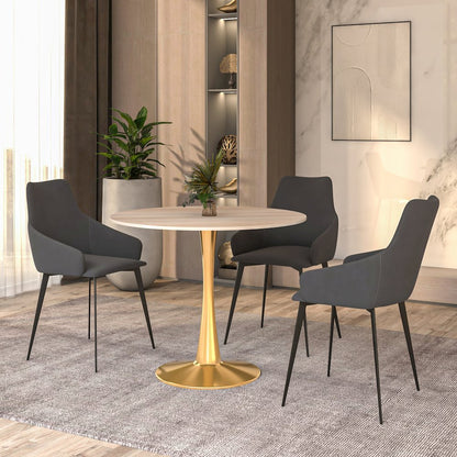 Bristol 35" round dining table Gold Base With Natural Wood Top