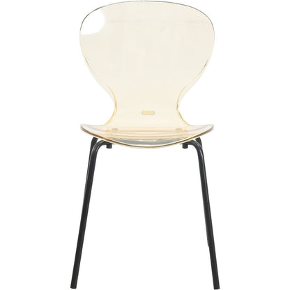 Modern Oyster Transparent Side Chair in Black Base set of 4