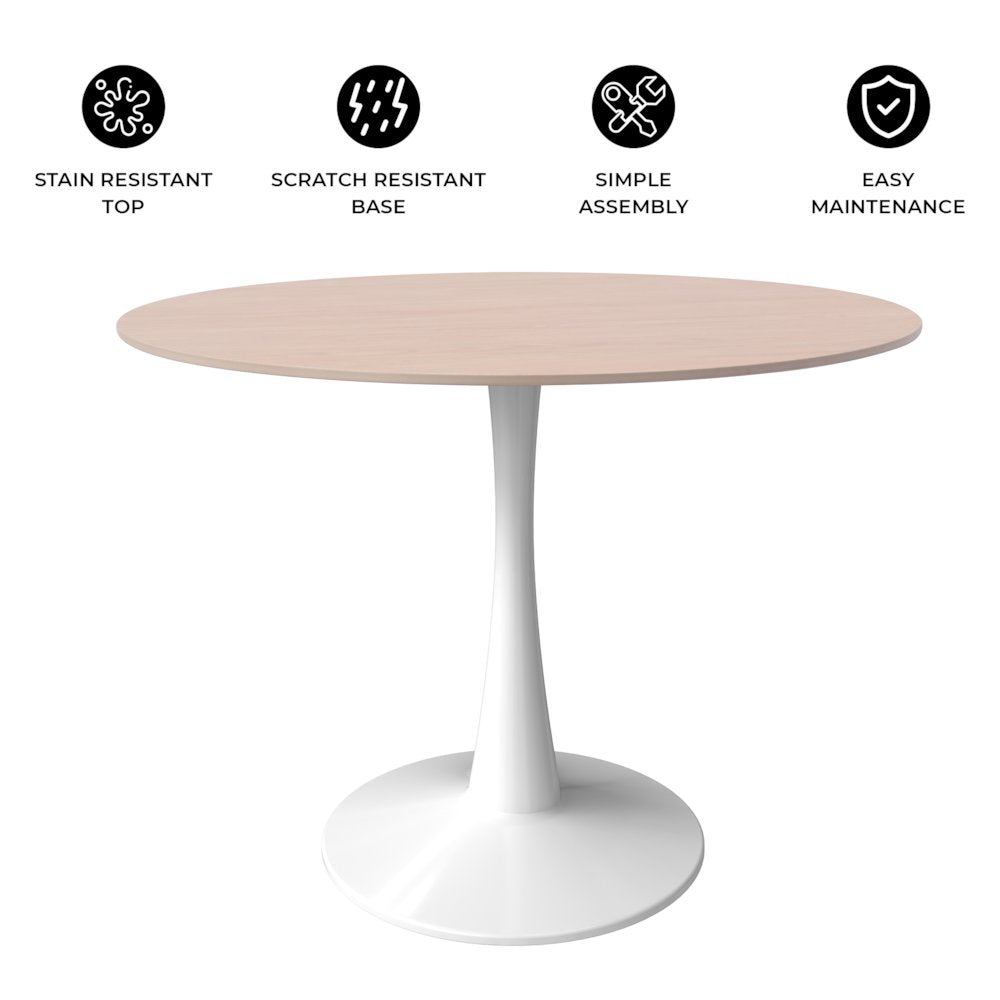 Bristol - Bistro Table - White base Natural wood Top