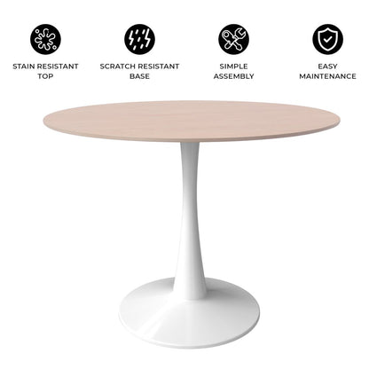 Bristol - Bistro Table - White base Natural wood Top
