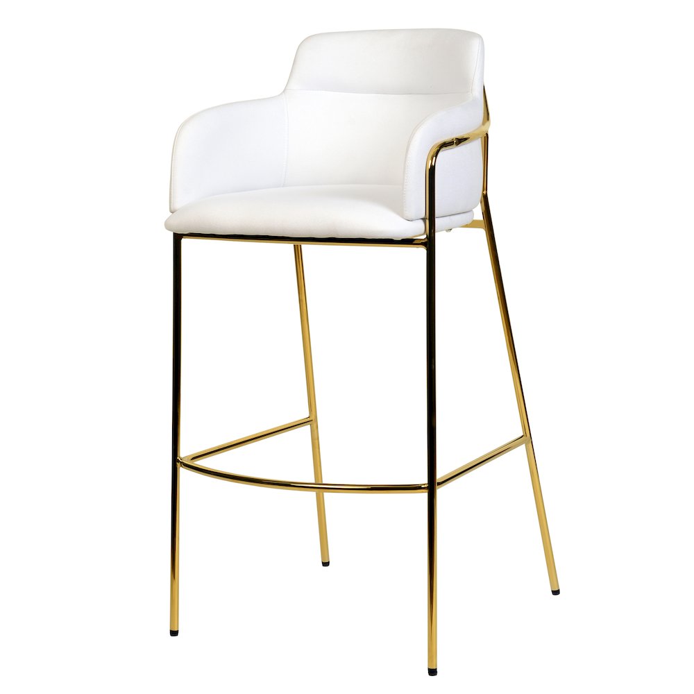 Axis Collection Modern Gold Bar height Chair in White