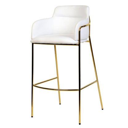 Axis Collection Modern Gold Bar height Chair in White