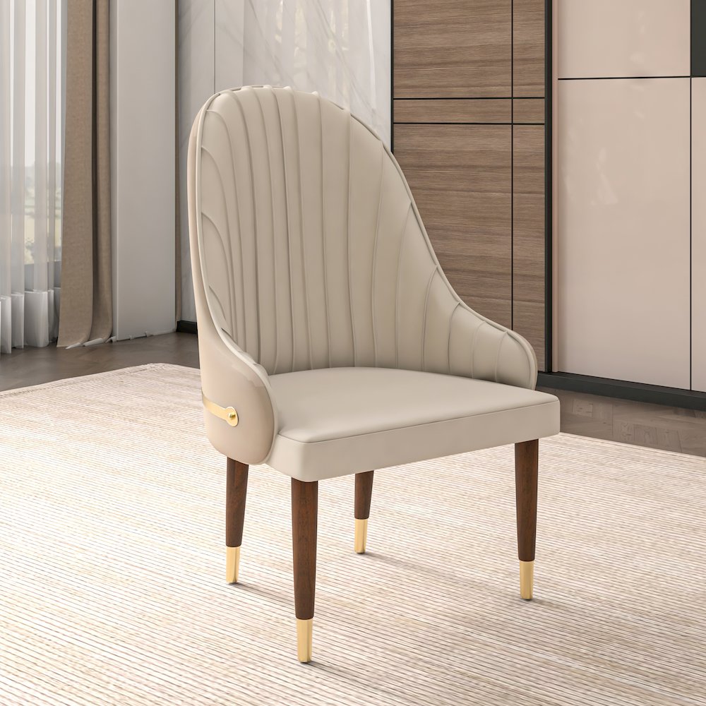 Elara Collection Wooden Dining Chair in Cream Set of 2