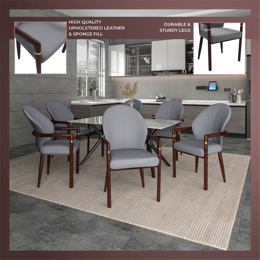 Opaline Series Elegant Wooden Dining Chair in Two-Tone Grey