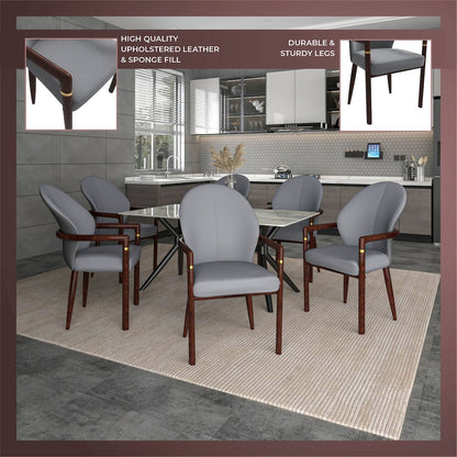 Opaline Series Elegant Wooden Dining Chair in Two-Tone Grey