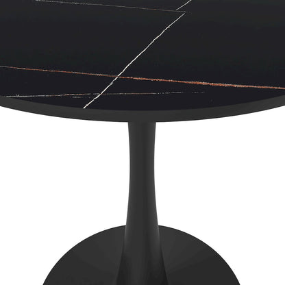 Bristol 24 round dining table Black base with Black Sintered stone Top