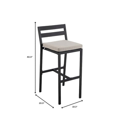 Chelsea Collection Modern Aluminum Outdoor Chair in black with Beige Cushions